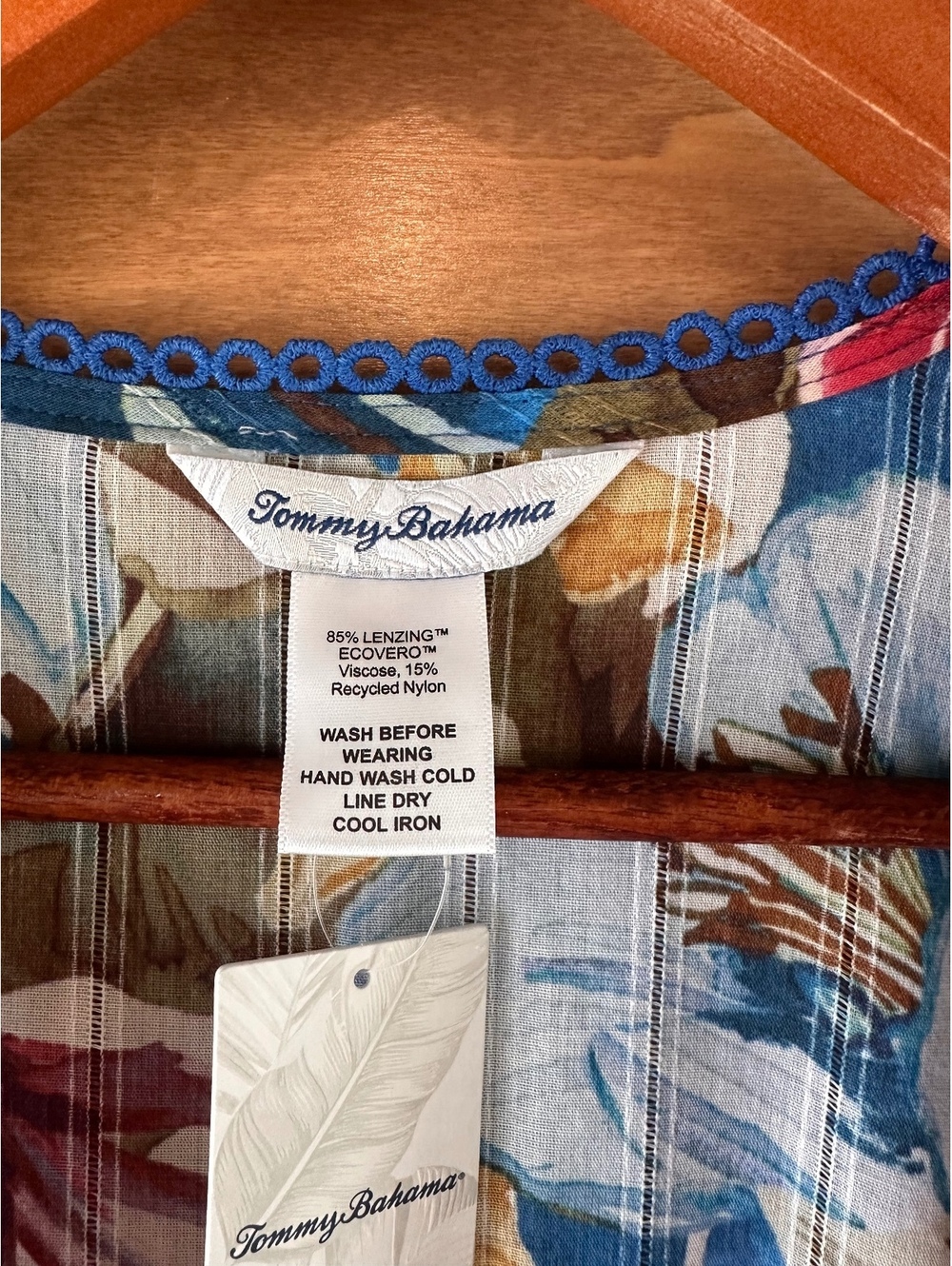 NWT Tommy Bahama Playa Marbella Open Front Beach Tunic Blue Floral Women’s Small - Picture 8 of 15